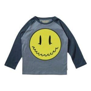 Mini Munster Black & Gray Long Sleeve Smiley Face Graphic Tee Size 12-18M
